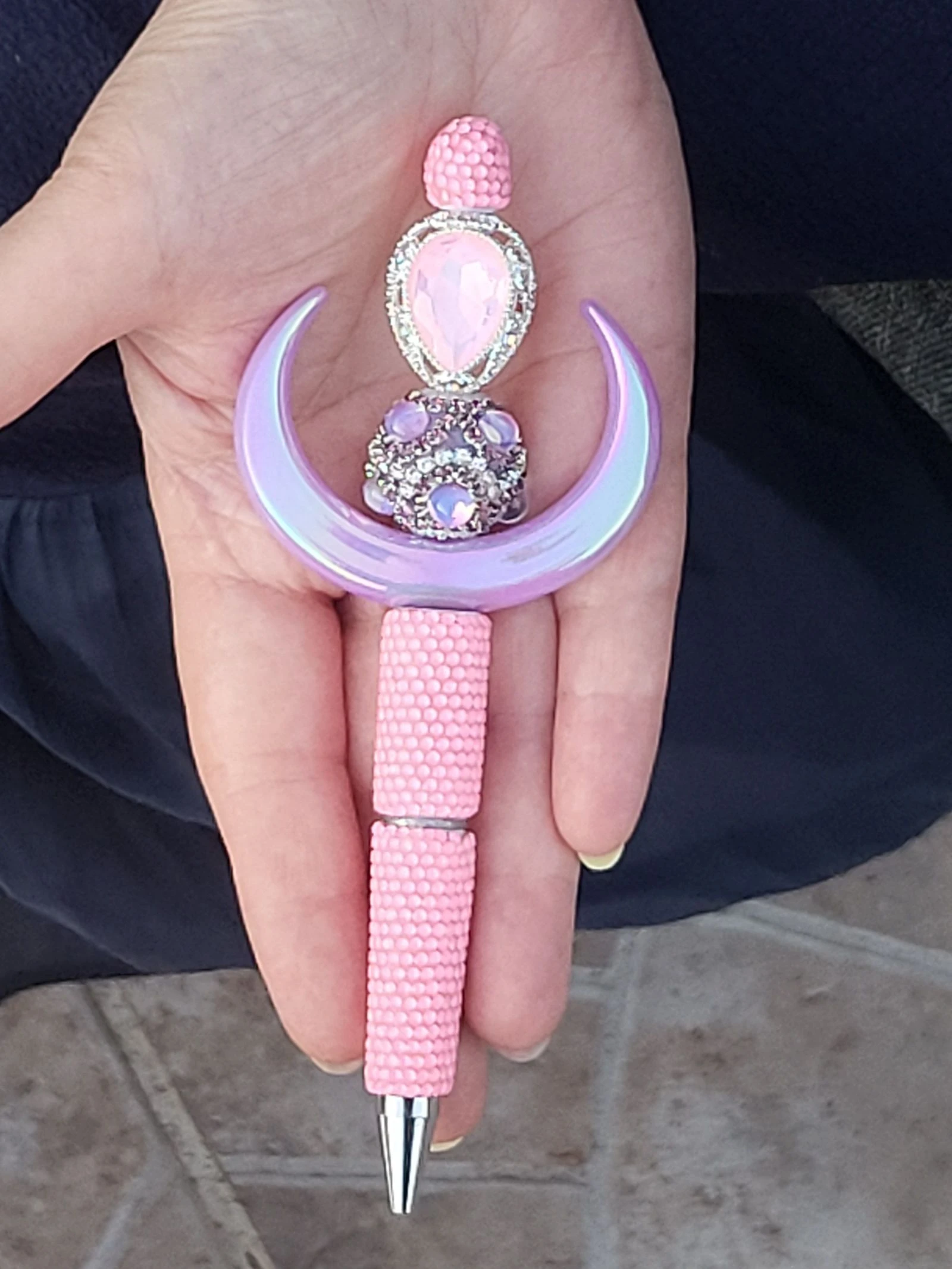 Stylo à strass brillant rose